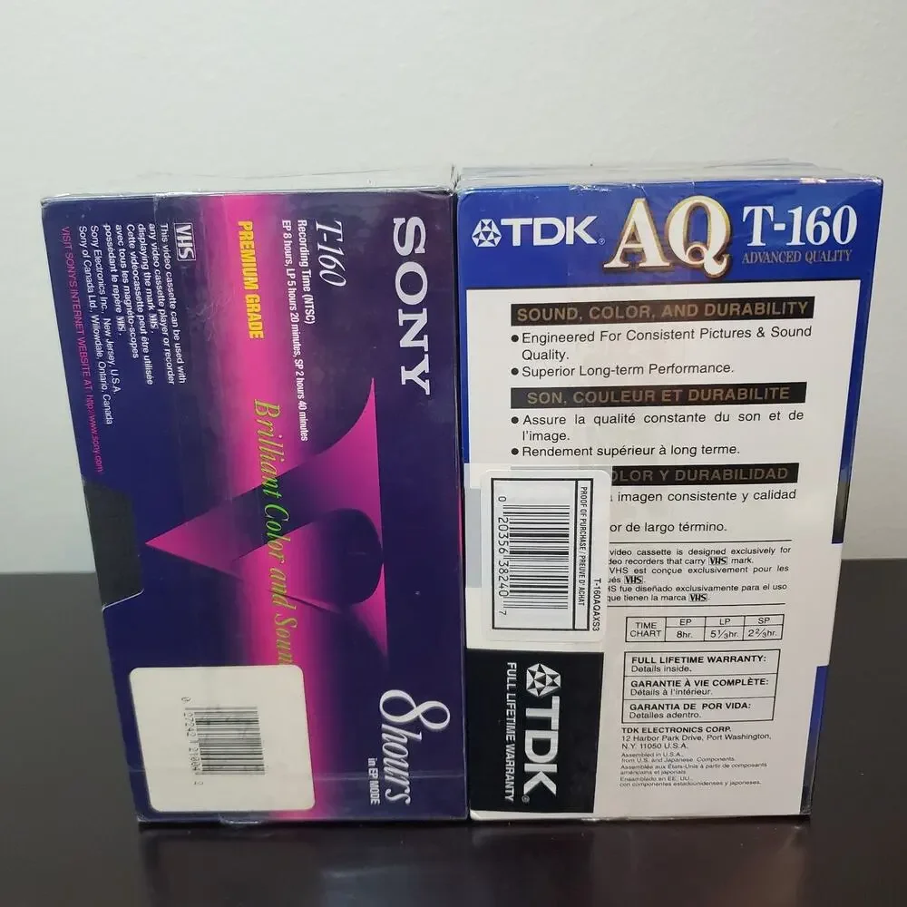 3 Sony VHS Tapes Premium Grade T-160VE 8 HR & 3 TDK T-160AQ 8 HR Tapes Blank